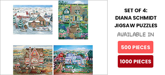 Set of 4: Diana Schmidt Jigsaw Puzzles 