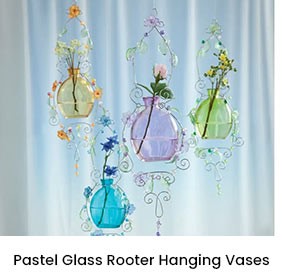 Pastel Glass Rooter Hanging Vases 