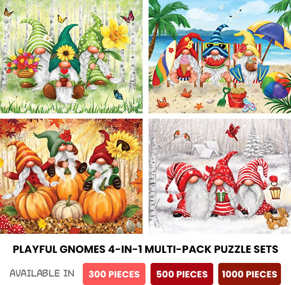  Playful Gnomes 4-in-1 Multi-Pack Puzzle Sets