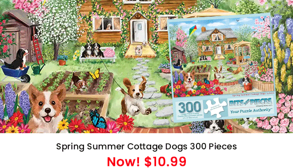Spring Summer Cottage Dogs Jigsaw Puzzle