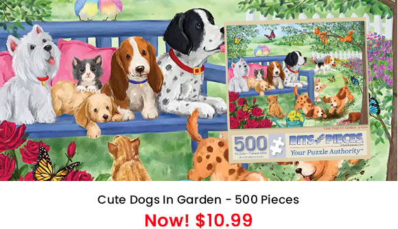 Cute Dogs In Garden Jigsaw Puzzle