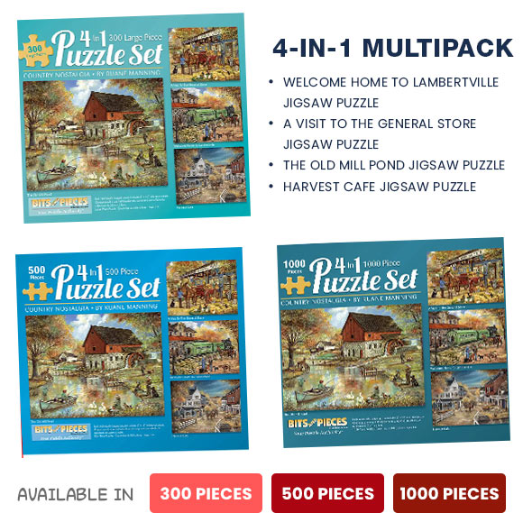 Country Nostalgia 4-in-1 Multi-Pack Puzzle Set