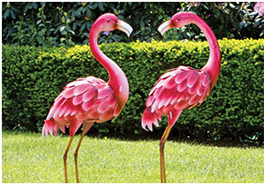 Positively Pink Metal Flamingos