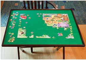 Foldaway Puzzle Table - Walnut Tone