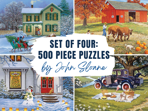 Set of 4: John Sloane 500 Piece Jigsaw Puzzles