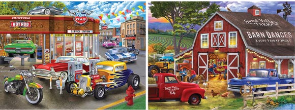 Set of 6: Bigelow Illustrations 1000 Large Piece Jigsaw Puzzles