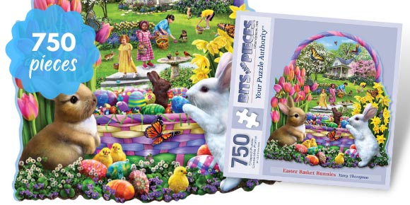 Easter Basket Bunnies 750 Piece Shaped Jigsaw Puzzle