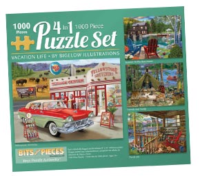 Bigelow Illustrations 4-in-1 MultiPack 1000 Piece Puzzle Set