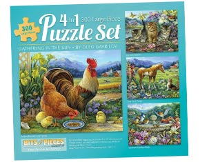 Gathering In the Sun 4-in-1 Multi-Pack 300 Large Piece Puzzle Set