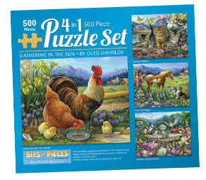 Gathering In the Sun 4-in-1 Multi-Pack 500 Piece Puzzle Set