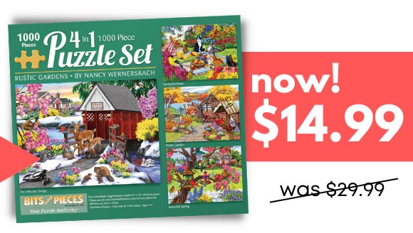 Rustic Gardens 1000 Piece 4-in-1 Multi-Pack Puzzle Sets