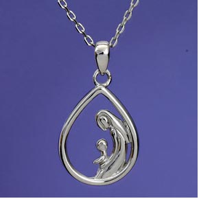 Mother & One Child Sterling Pendant Necklace