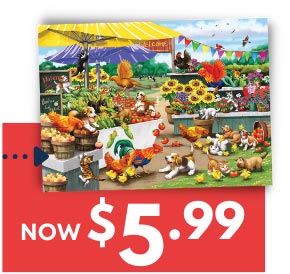 Mischief at the Farm Stand 300 Large Piece Jigsaw Puzzle