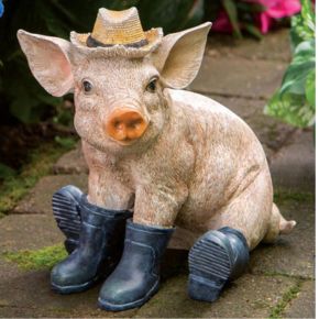 Pig In Boots Garden Sculpture