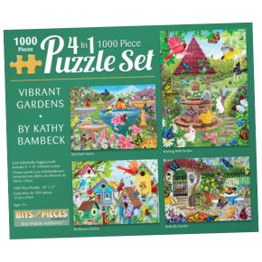 Vibrant Gardens 4-in-1 Multi-Pack 1000 Piece Jigsaw Puzzle Set