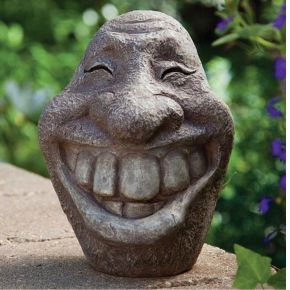 Big Stone Smiley Face Garden Sculpture
