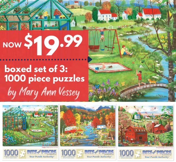 Preboxed Set of 3: Mary Ann Vessey 1000 Piece Jigsaw Puzzles