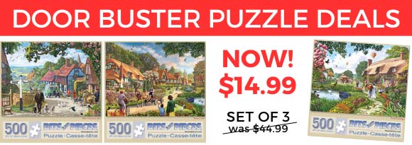 Set of 3: Steve Crisp Village Life 500 Piece Jigsaw Puzzles