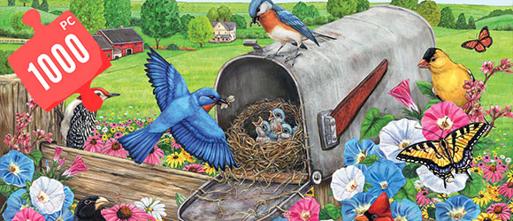 Bluebirds Nesting In the Mailbox 1000 Piece Jigsaw Puzzle