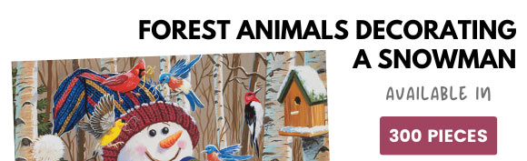 Forest Animals Decorating a Snowman 300 Large Piece Jigsaw Puzzle