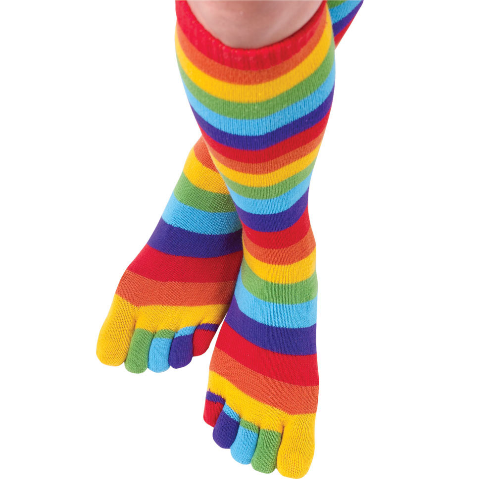 Rainbow Toe Socks Fun Five-Toe Socks With Rainbow Stripes Cute But Crazy  Socks