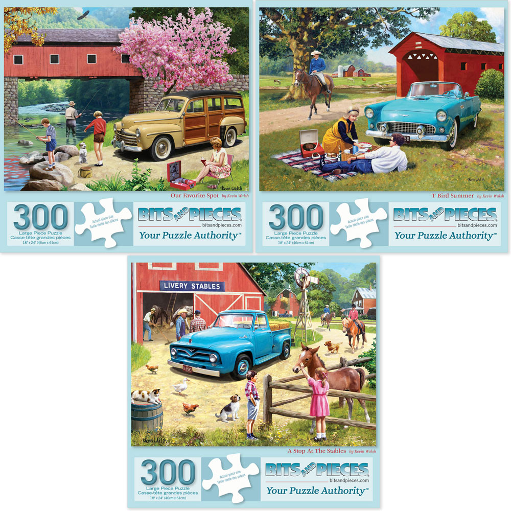 Set of 3: Kevin Walsh 300 Large Piece Jigsaw Puzzles