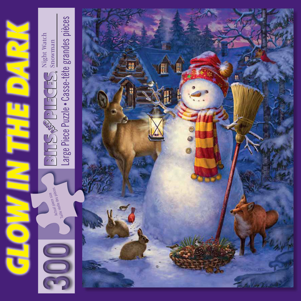 Night Watch Snowman 300 Large Piece Glow-In-The-Dark Jigsaw Puzzle