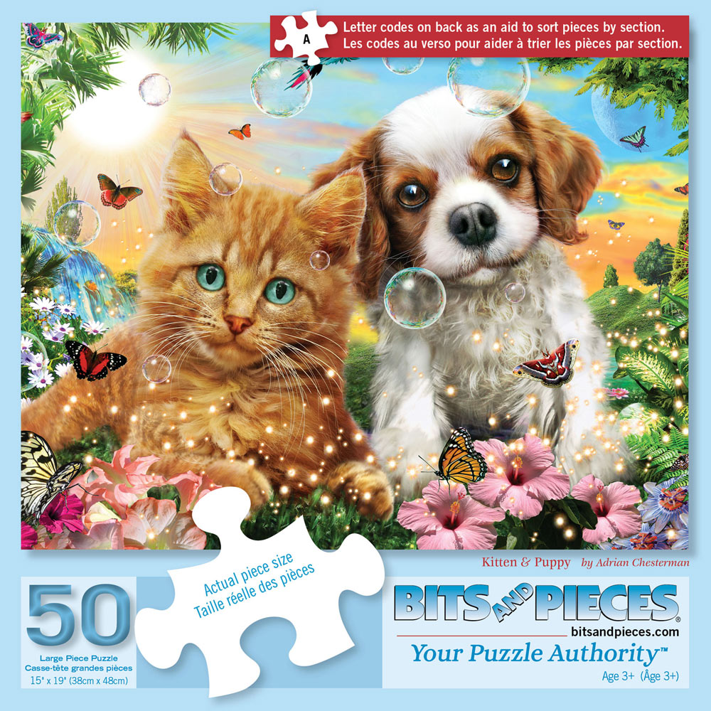 Kitten And Puppy 50 Large Piece Jigsaw Puzzle