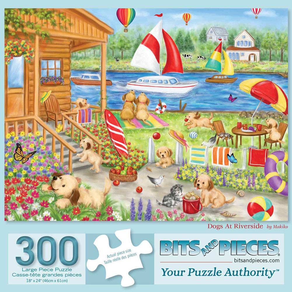 Dogs At Riverside 300 Large Piece Jigsaw Puzzle