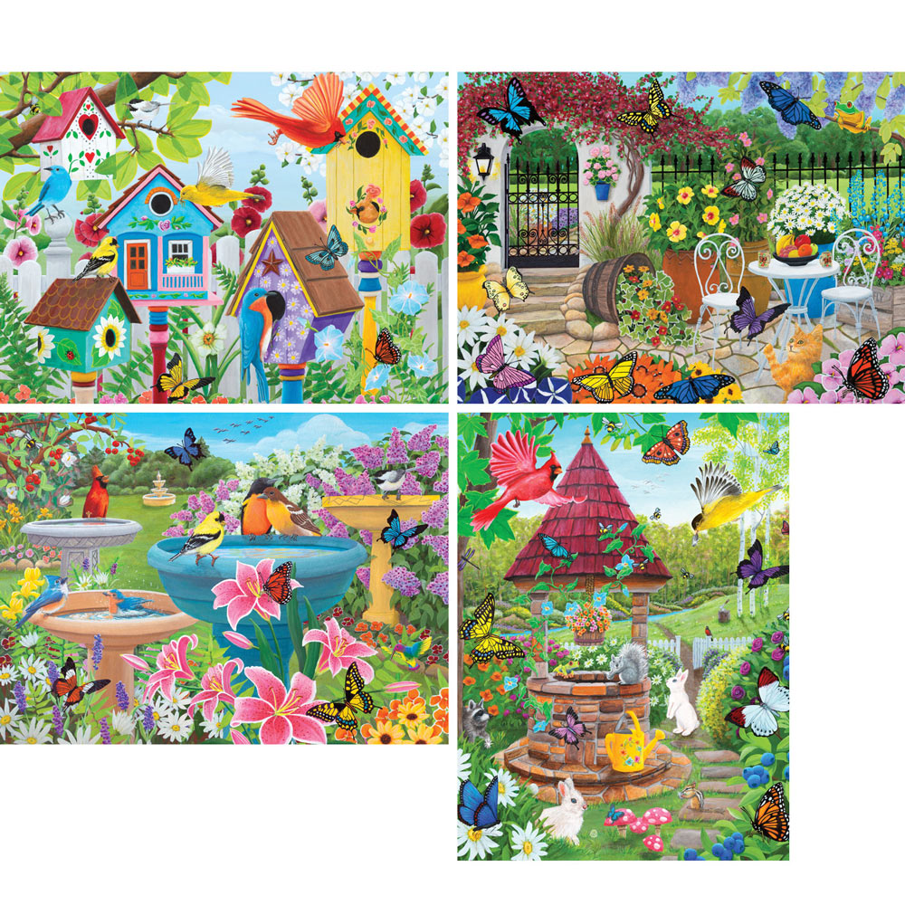 Vibrant Gardens 4-in-1 Multi-Pack 500 Piece Jigsaw Puzzle Set