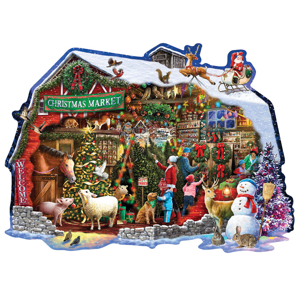 Christmas Barn 750 Piece Shaped Jigsaw Puzzle