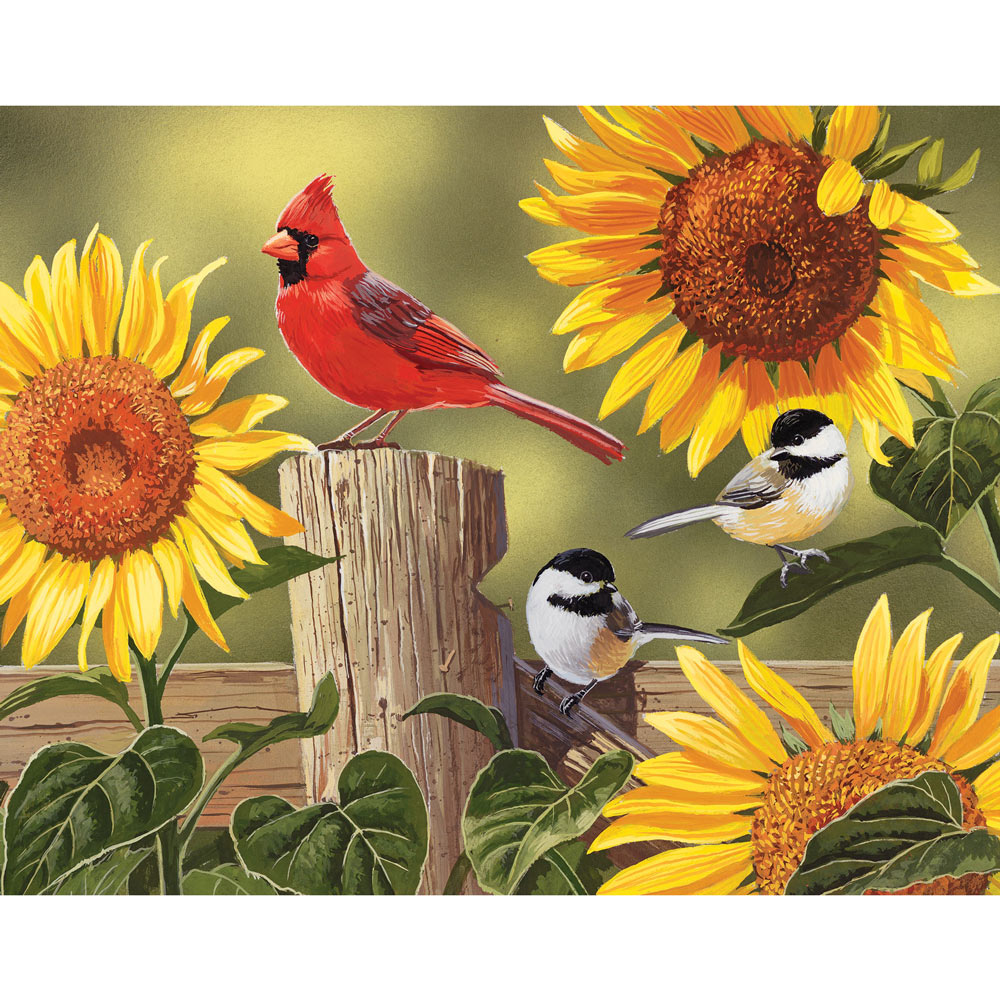 Sunflower And Songbirds 100 Large Piece Jigsaw Puzzle