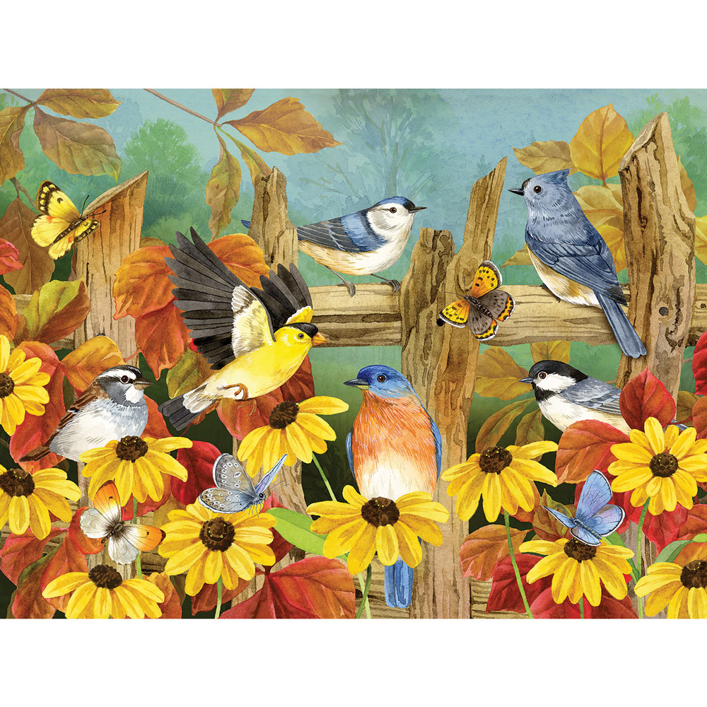Fall Leaves And Fence 300 Large Piece Jigsaw Puzzle