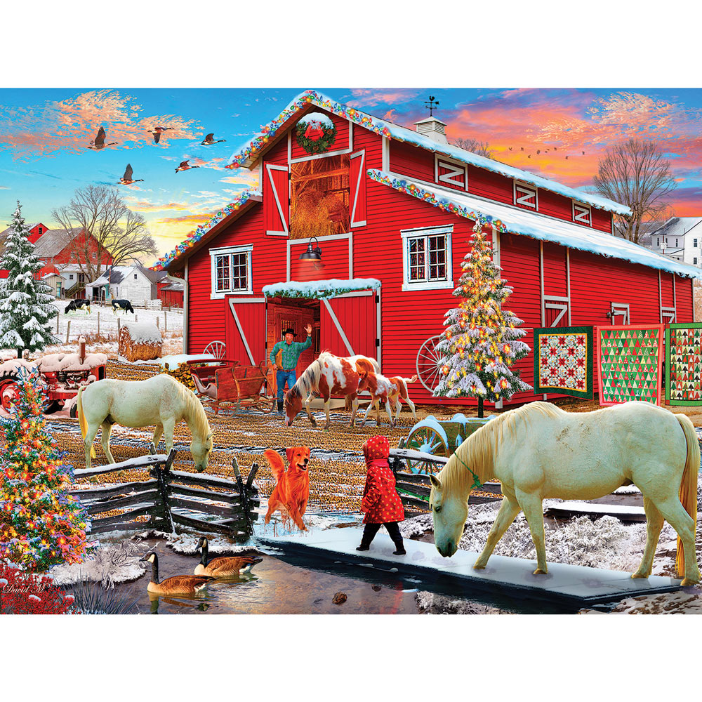 Christmas Spirit On The Farm 300 Large Piece Jigsaw Puzzle