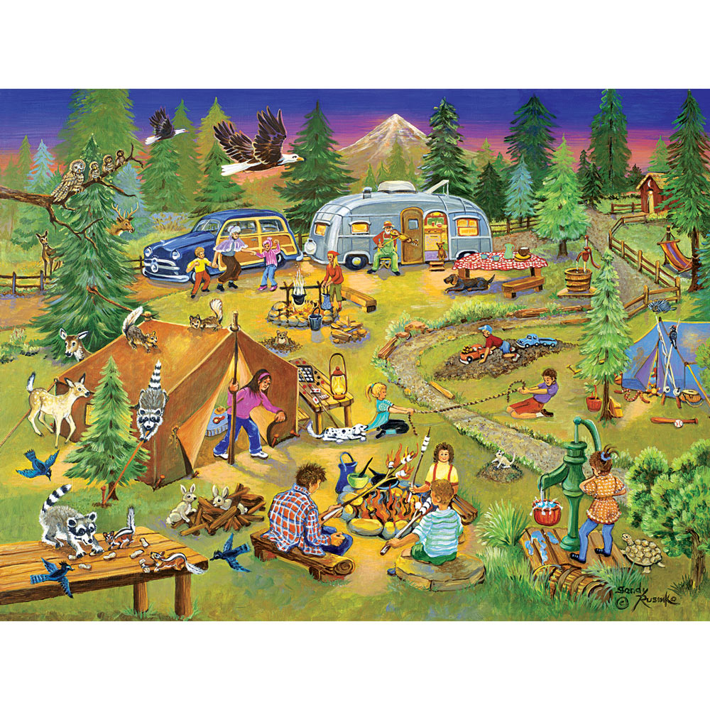 Camping with Grandma and Gramps 500 Piece Jigsaw Puzzle