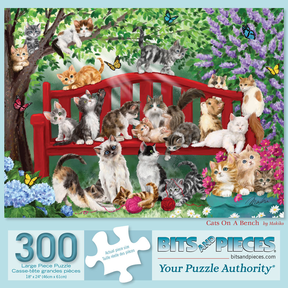 Cats On A Bench 300 Large Piece Jigsaw Puzzle