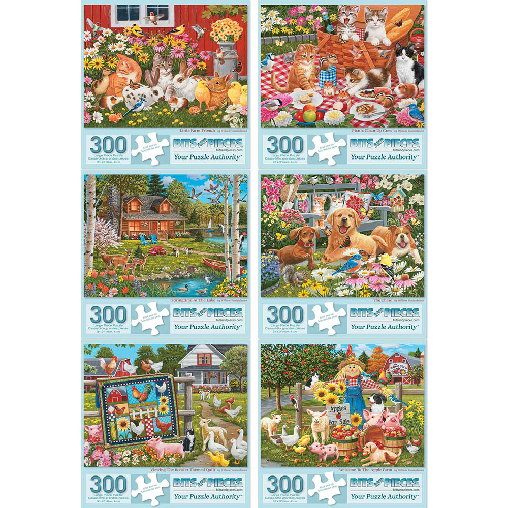 Set of 6: William Vanderdasson 300 Large Piece Jigsaw Puzzles
