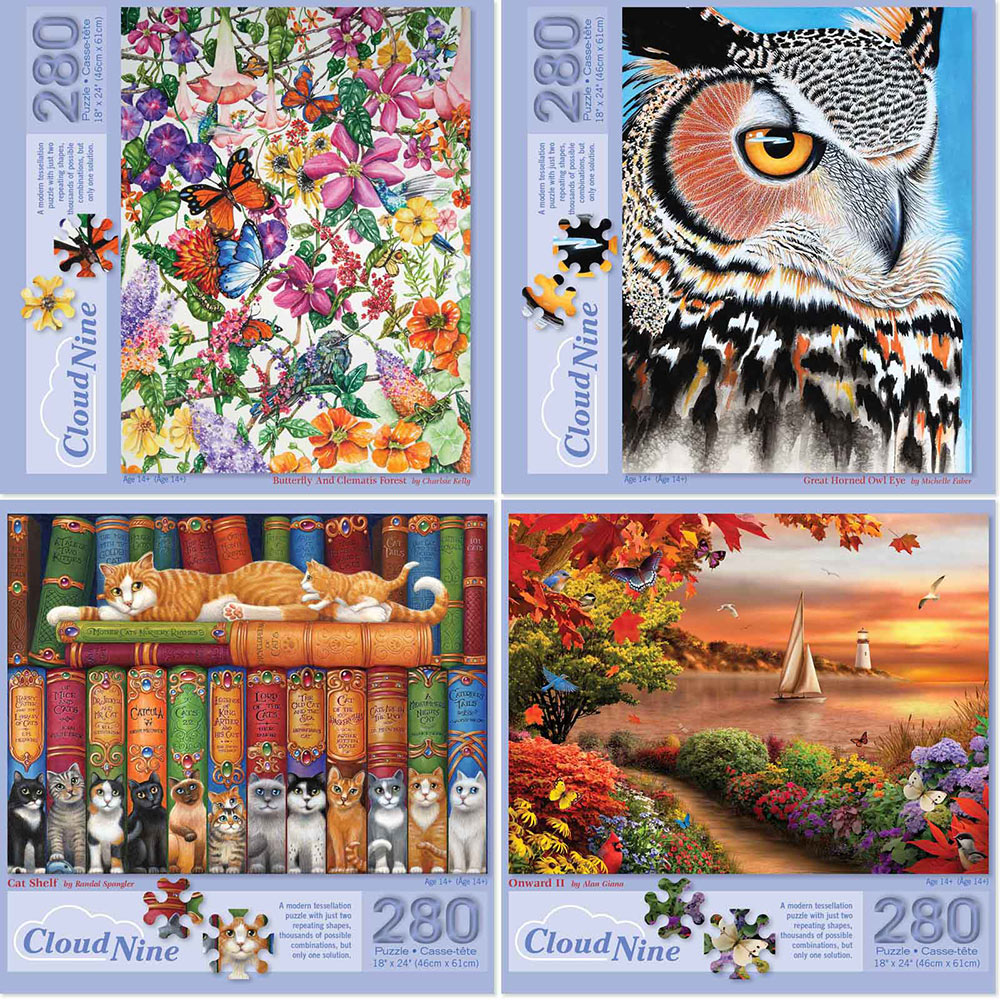 Set Of 4: Cloud Nine 280 Piece Tessellation Jigsaw Puzzles
