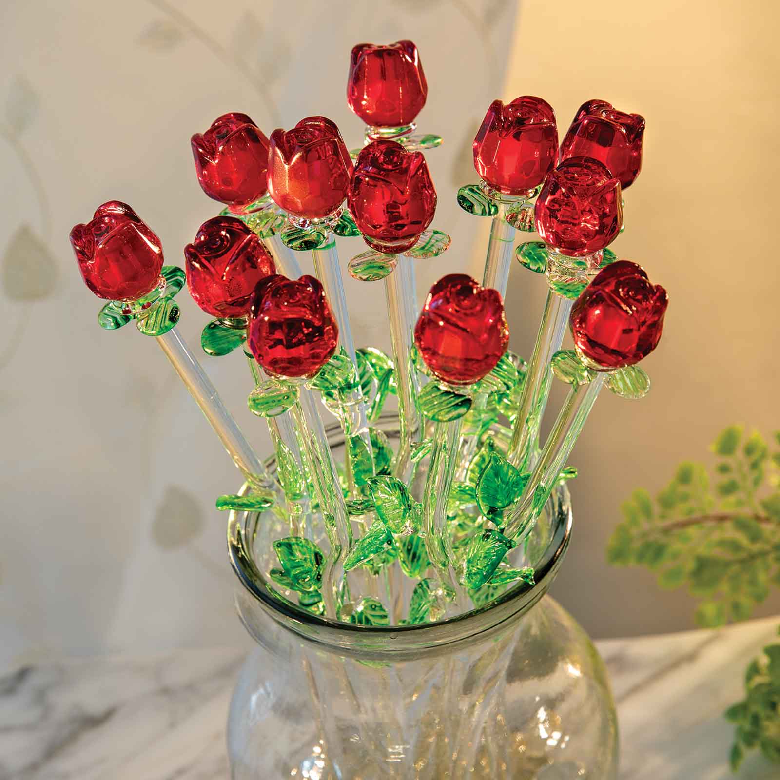 One Dozen Red Crystal Roses