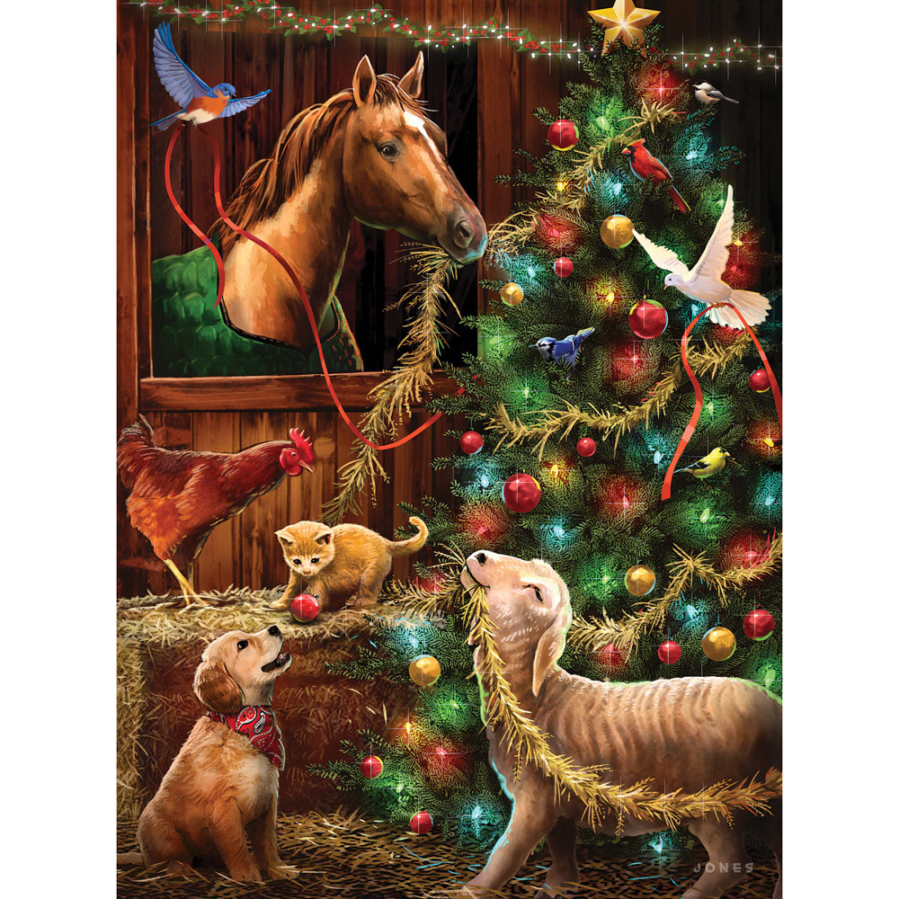 Christmas Barn 300 Large Piece Glow-In-The-Dark Jigsaw Puzzle