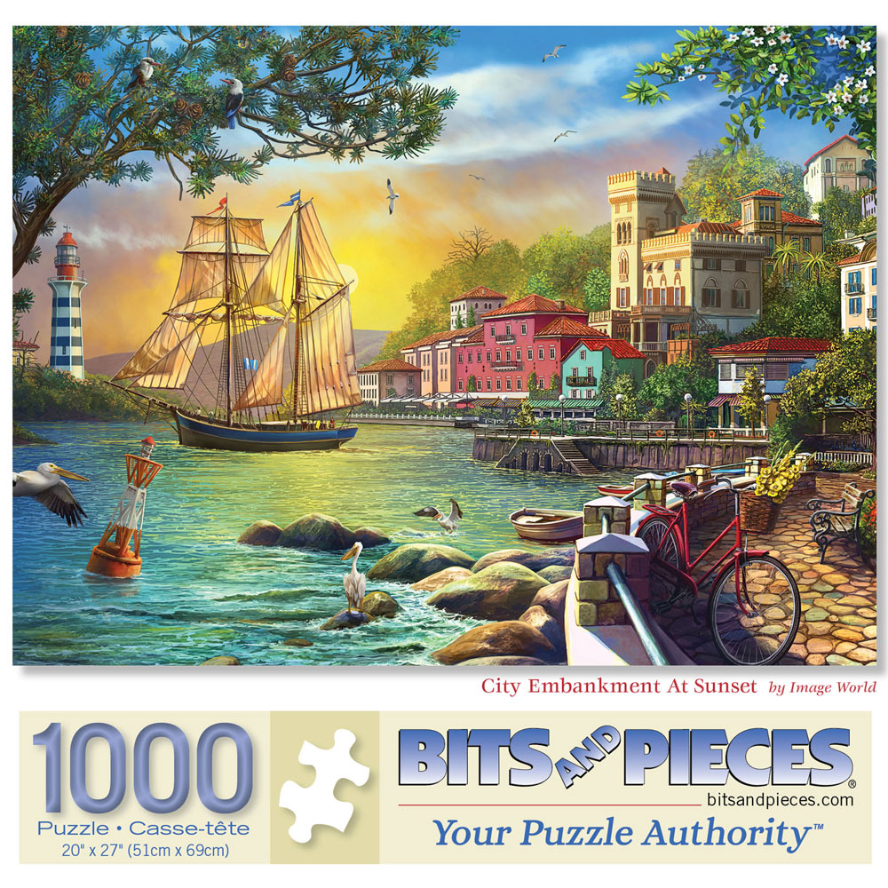 City Embankment At Sunset 1000 Piece Jigsaw Puzzle