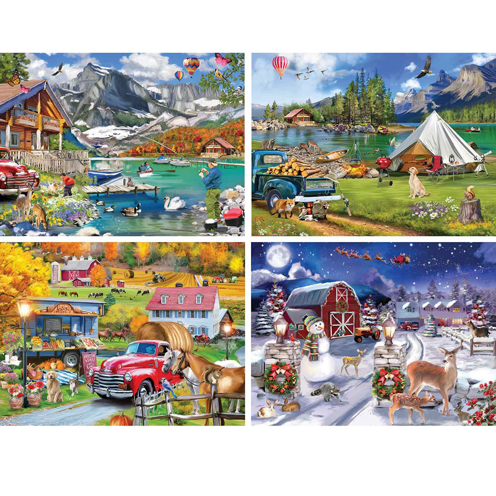 Set of 4: ALI Innis 300 Large Piece Jigsaw Puzzles