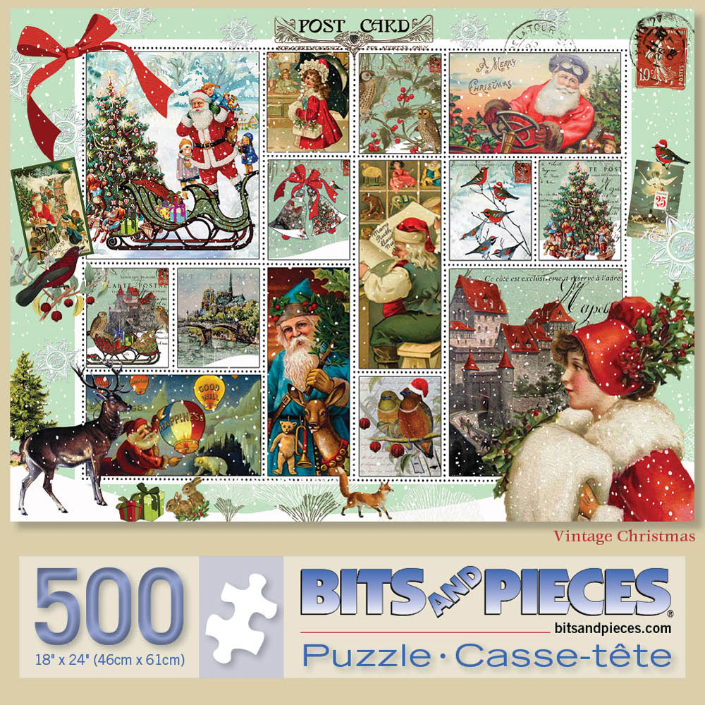 Vintage Christmas 500 Piece Stamp Jigsaw Puzzle