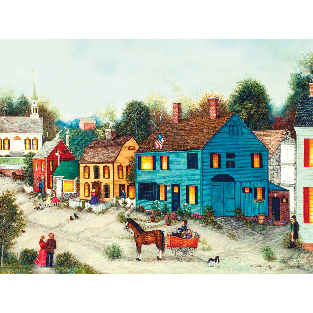 Bits and Pieces-300 Large Piece Puzzle-Country Village-by Linda Nelson Stocks 