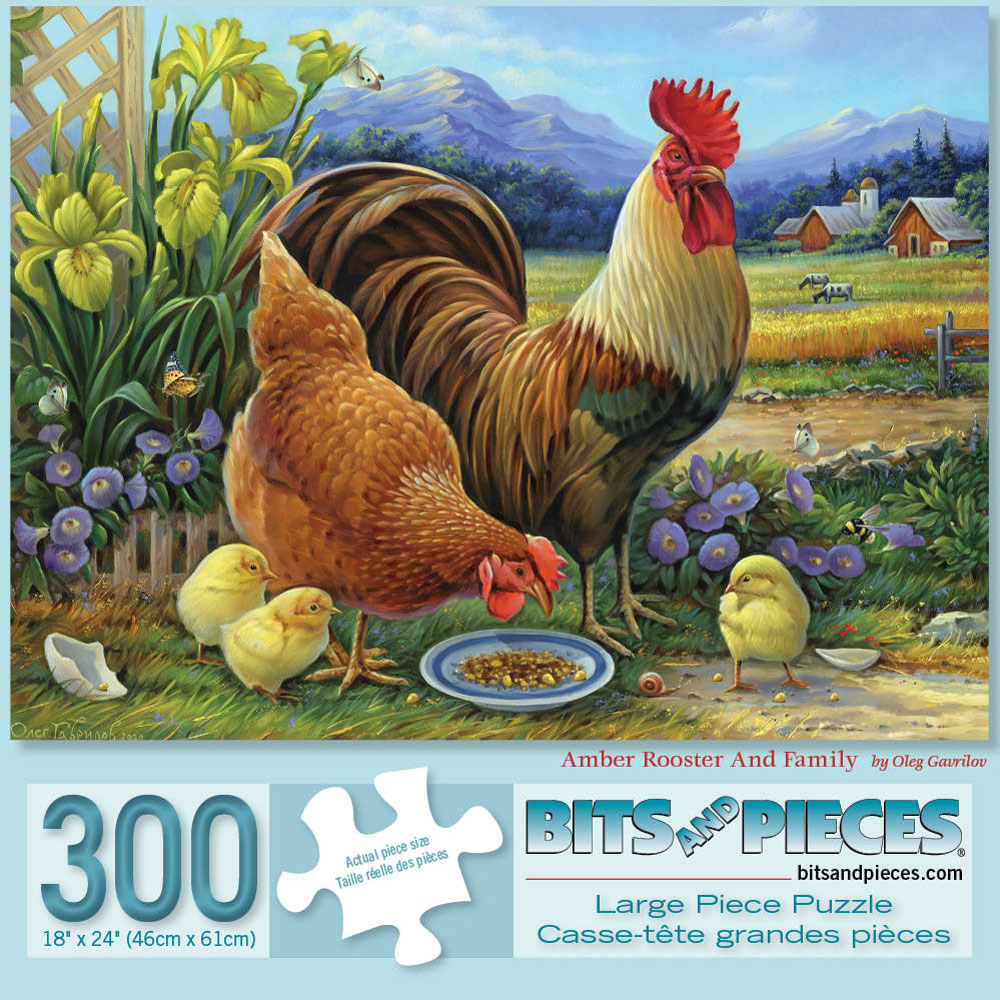 Amber Rooster And Family 300 Large Piece Jigsaw Puzzle