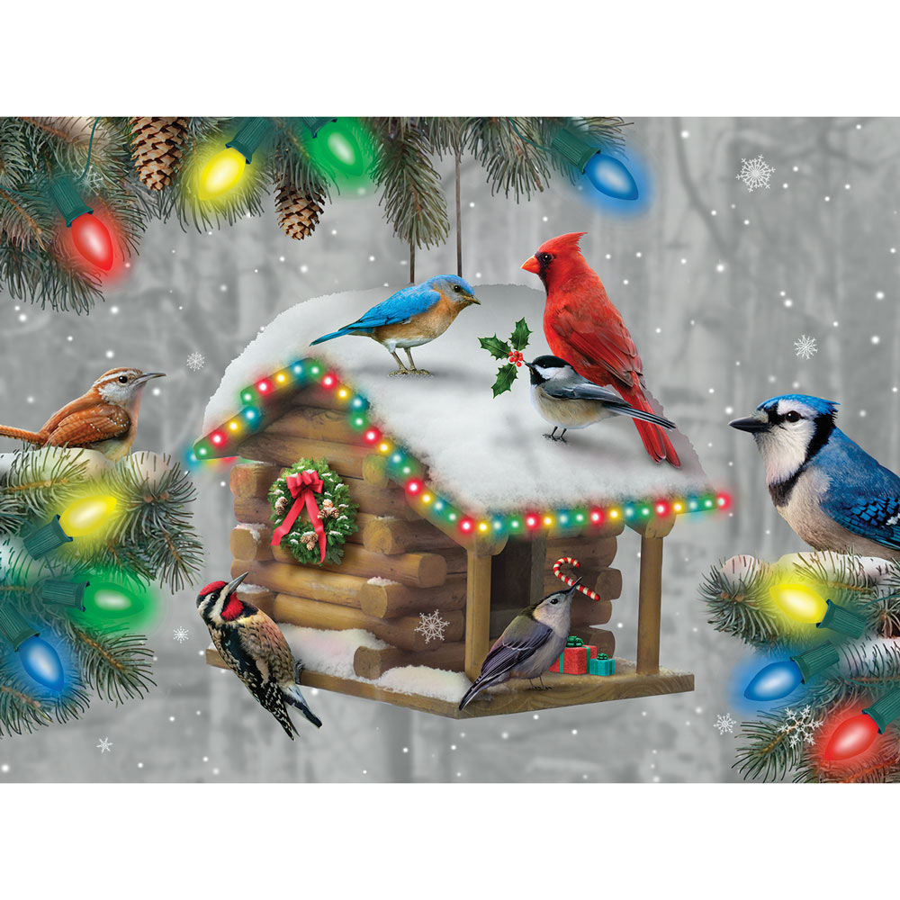 Festive Feathered Friends 300 Large Piece Glow-In-The-Dark Jigsaw Puzzle