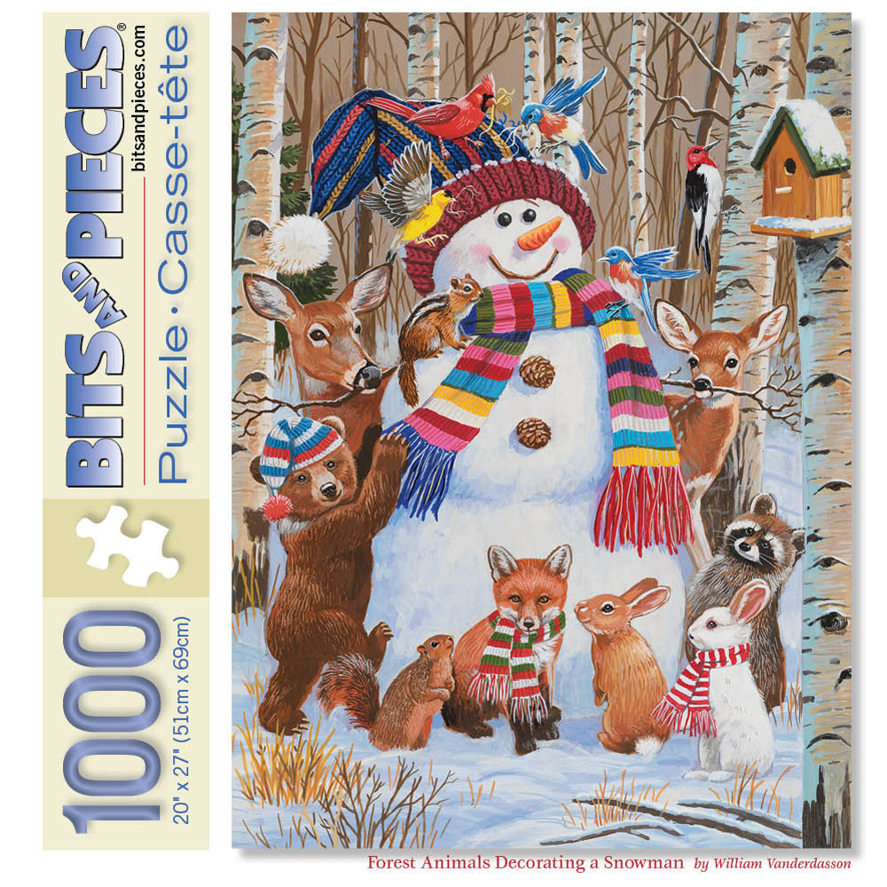 Forest Animals Decorating A Snowman 1000 Piece Jigsaw Puzzle