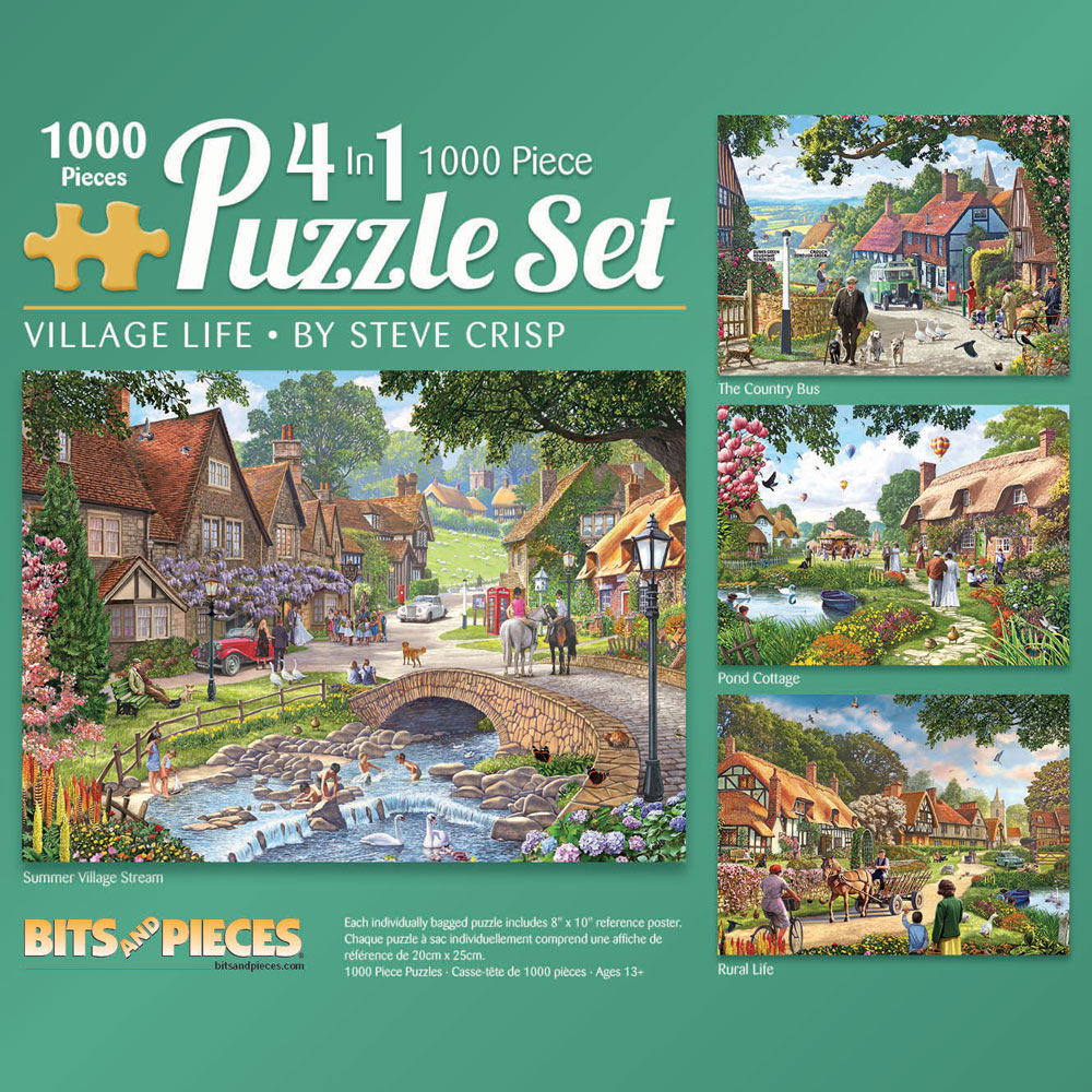 Village Life 4-in-1 Multi-Pack 1000 Piece Puzzle Set