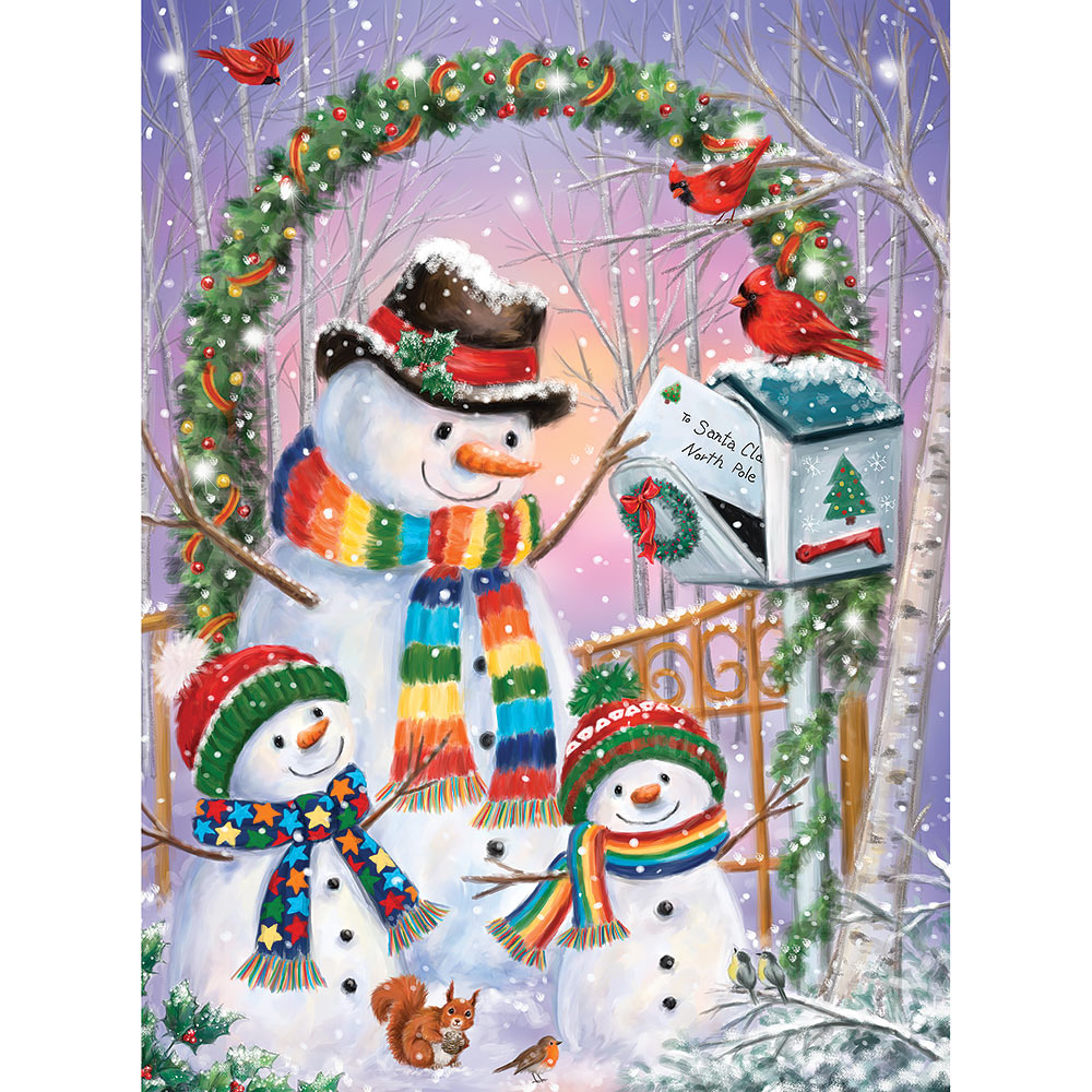 Snowman Family Posting A Letter 1000 Piece Jigsaw Puzzle