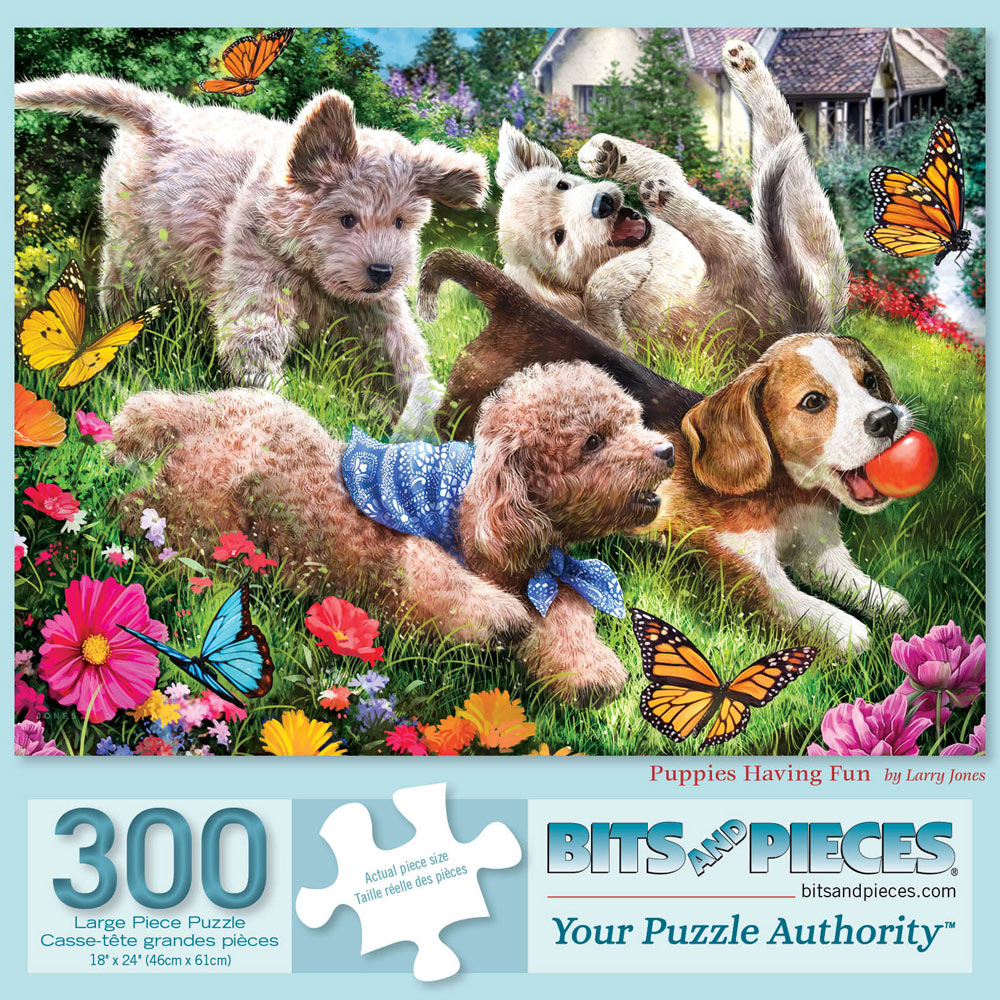 Puppies Having Fun 300 Large Piece Jigsaw Puzzle